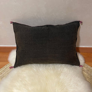 Cactus Silk Moroccan Sabra Pillow Cover Dark Brown, Pink - Moroccan Interior