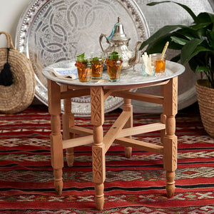 Tea Table With Aluminium Tray And Folding Legs in a berber style living room 