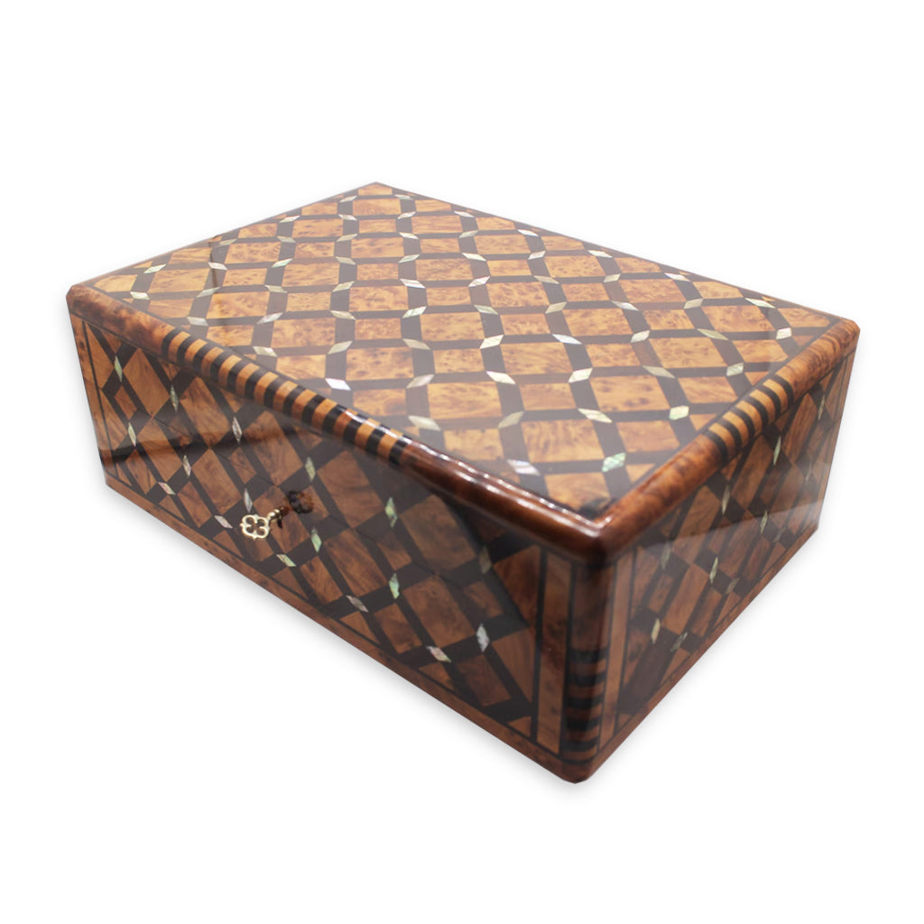 Thuya Wood Jewelry Box with Mother of Pearl Inlay - Moroccan Interior