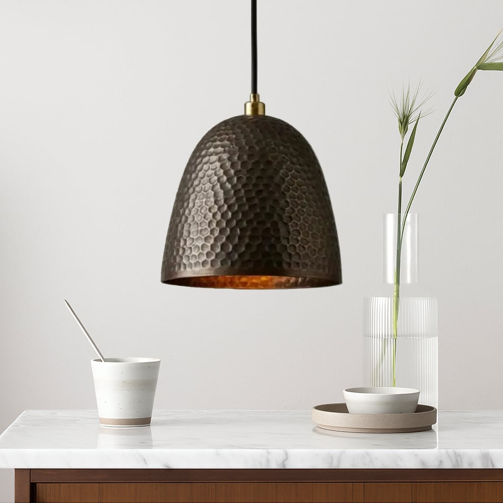 Hammered Dark Copper Pendant Light – Moroccan Interior