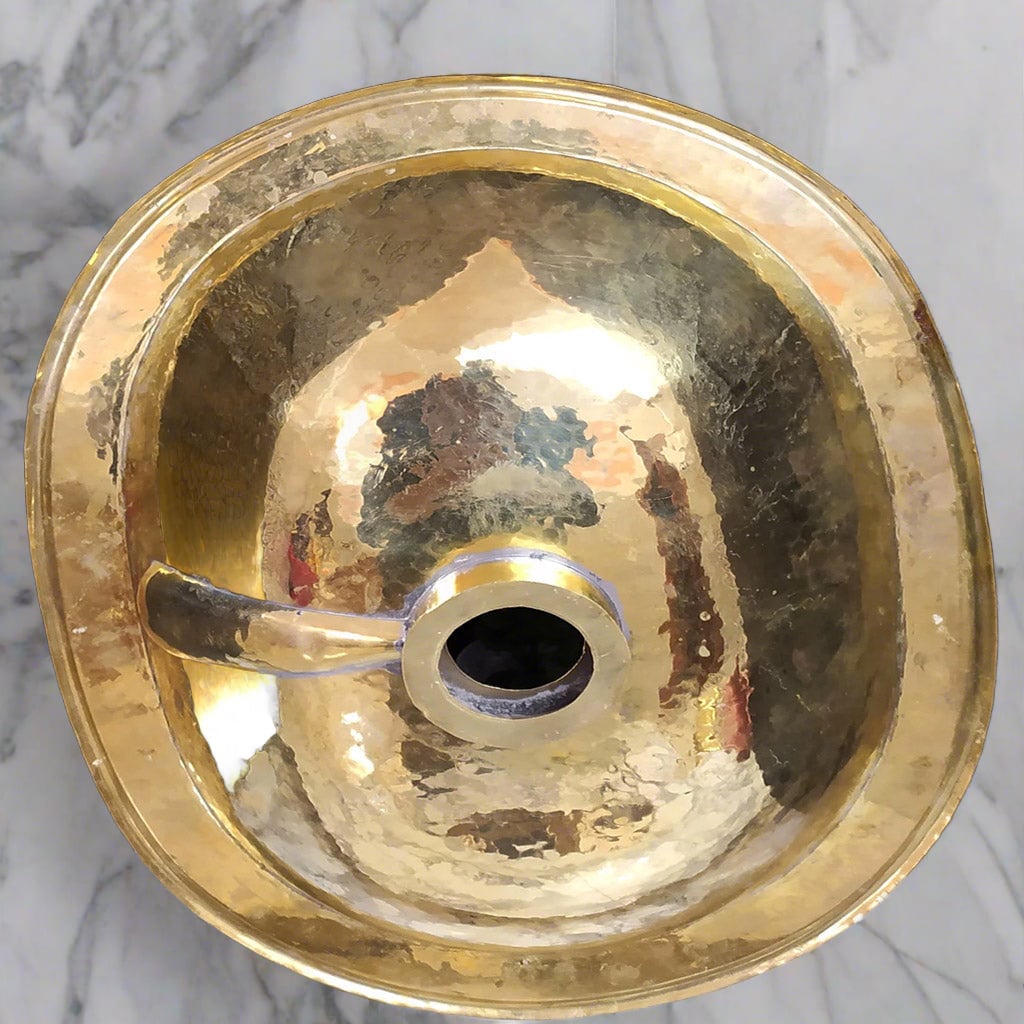 Oval Undermount Brass Bathroom Sink - Moroccan Interior