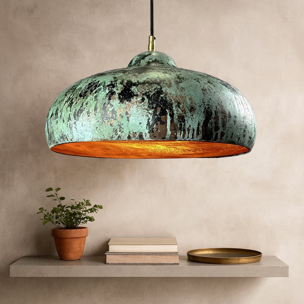 Tanirt Green Patina Copper Pendant - Moroccan Interior