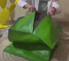 Video tutorial on how to fill a leather pouf - Moroccan Interior.