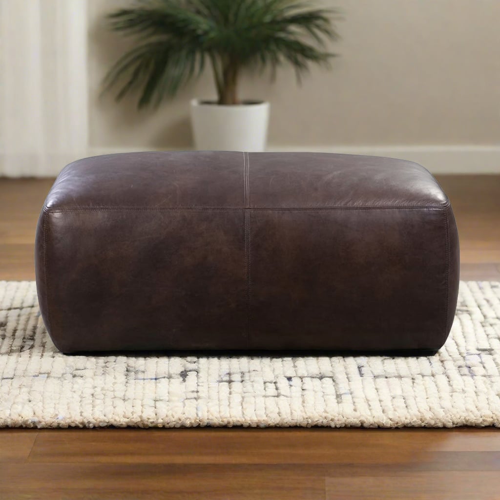 Rectangular Pouf Handmade Rectangular Leather Pouf | Custom Made – Moroccan Interior