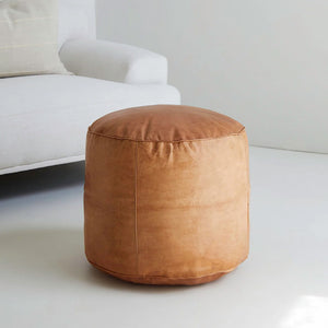 Round Leather Ottoman