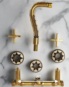 Unlacquered Brass Gooseneck Wall Mount Faucet installation kit with valve - Moroccan Interior