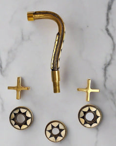 Unlacquered Brass Gooseneck Wall Mount Faucet installation kit without valve - Moroccan Interior