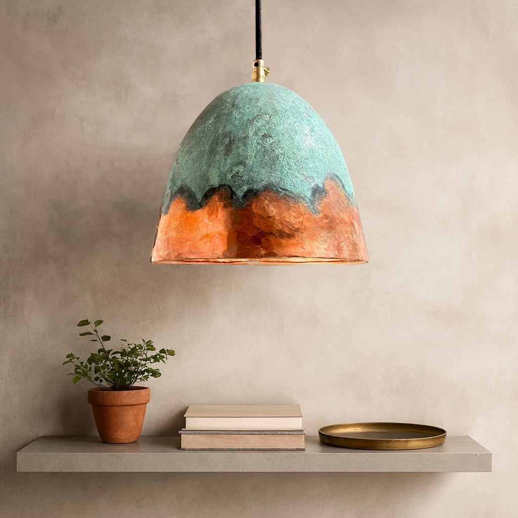 Azegzaw Verdigris Copper Dome Lamp - Set Of 2