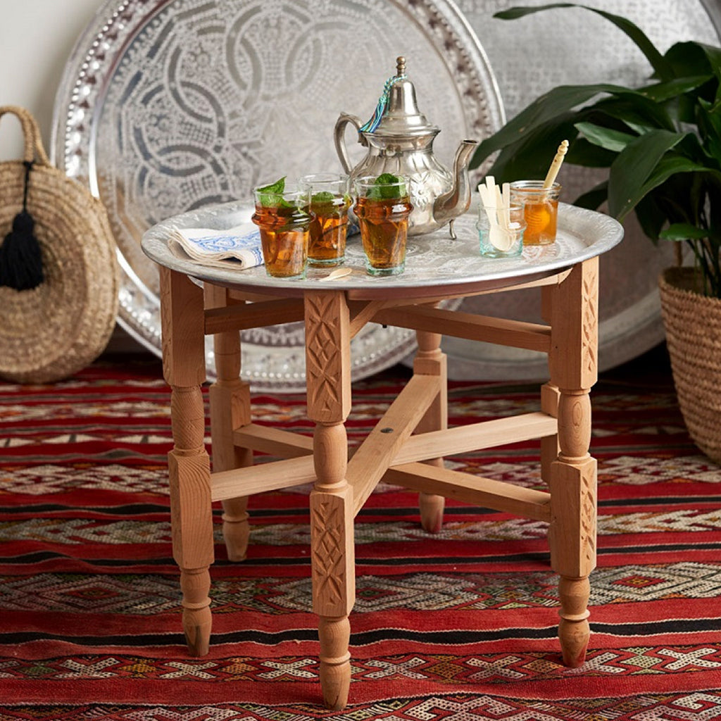 Tea Table With Aluminium Tray And Folding Legs in a berber style living room - Moroccan Interior