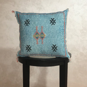 Cactus Silk Moroccan Sabra Pillow Cover Sky Blue - Moroccan Interior