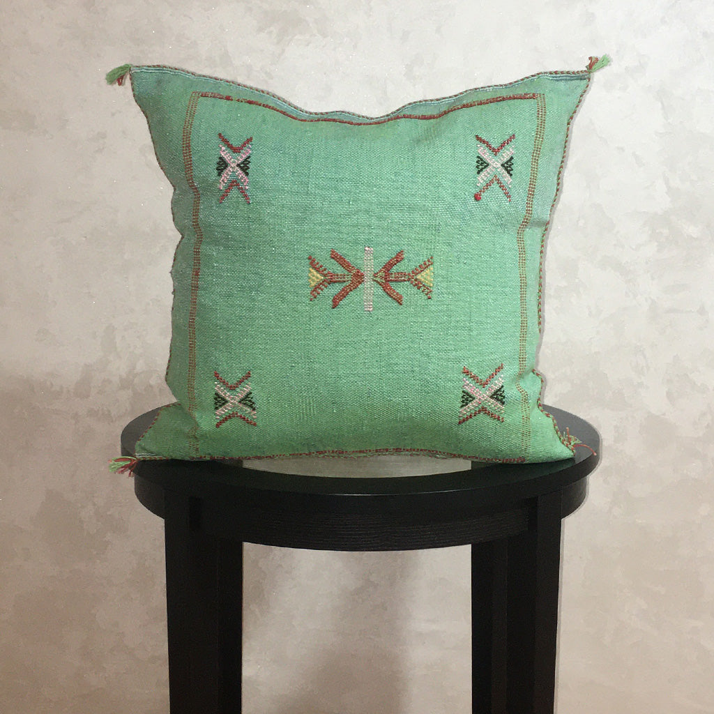 Cactus Silk Moroccan Sabra Pillow Cover Light Green - Moroccan Interior