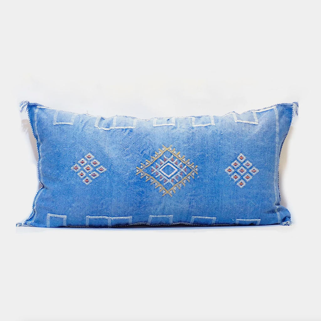 Cactus Silk Sabra Pillow Cover Blue - Moroccan Interior