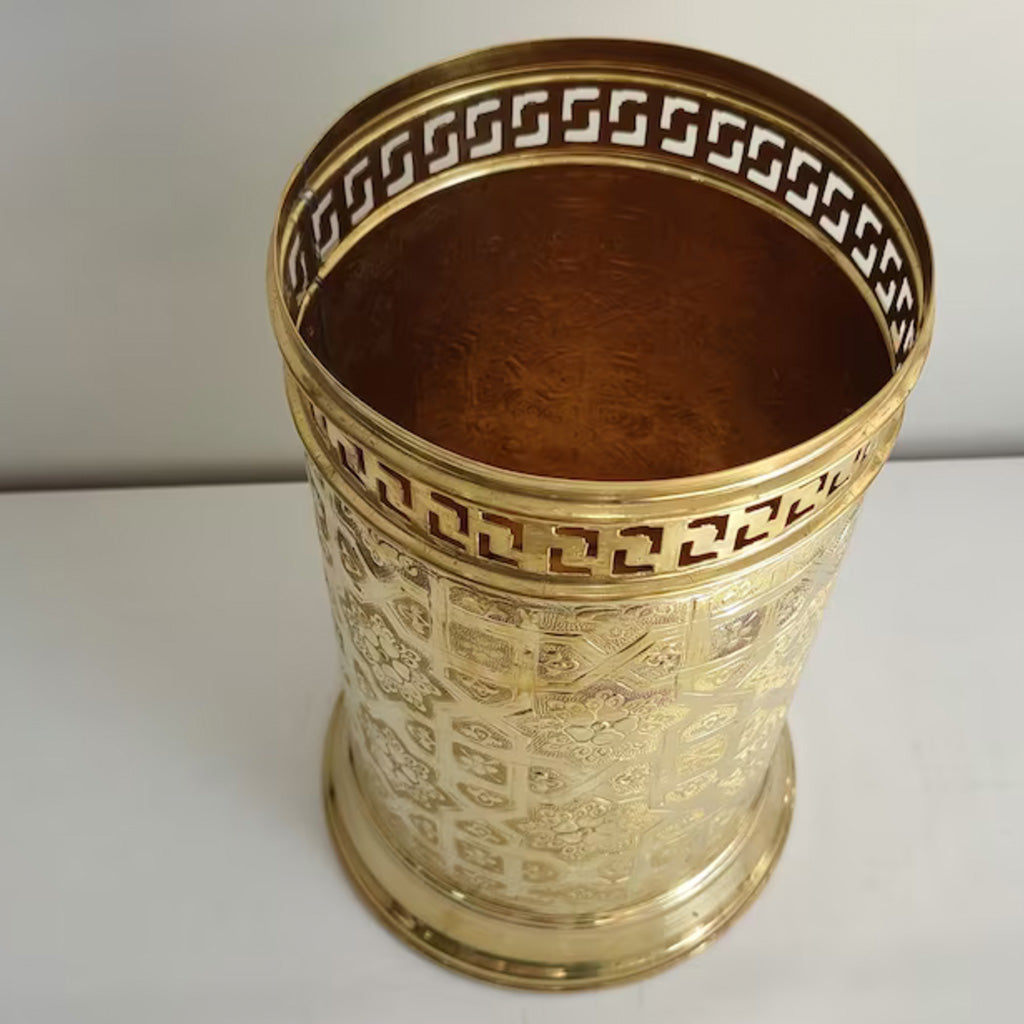 Engraved Brass Waste Basket