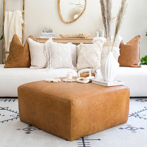Oversized Leather Pouf - Moroccan Interior