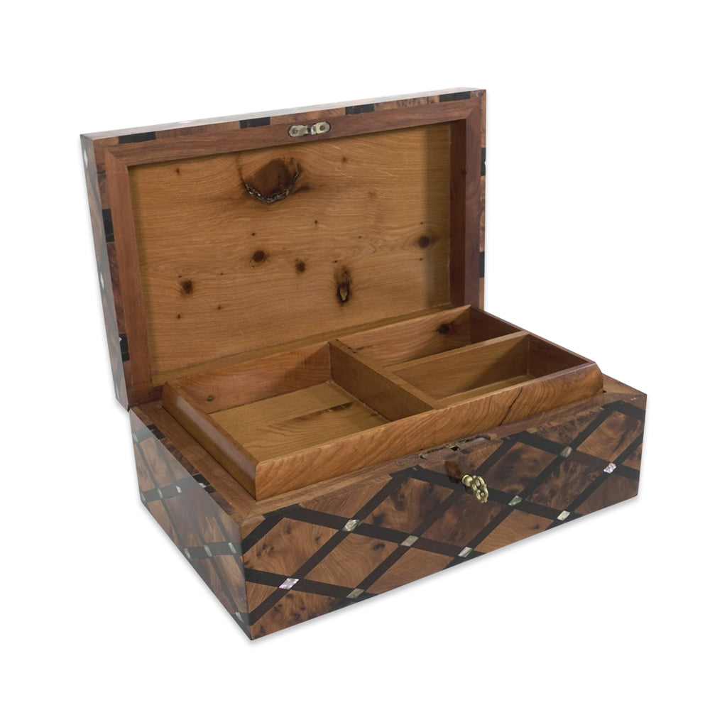 Lockable Thuya Wooden Jewelery Box - Moroccan Interior