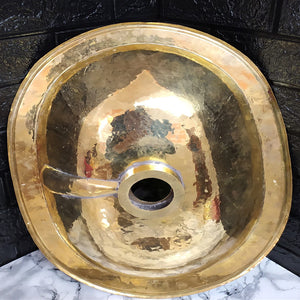 Bone, Resin and Brass Drop in Bathroom Oval Sink - Moroccan Interior