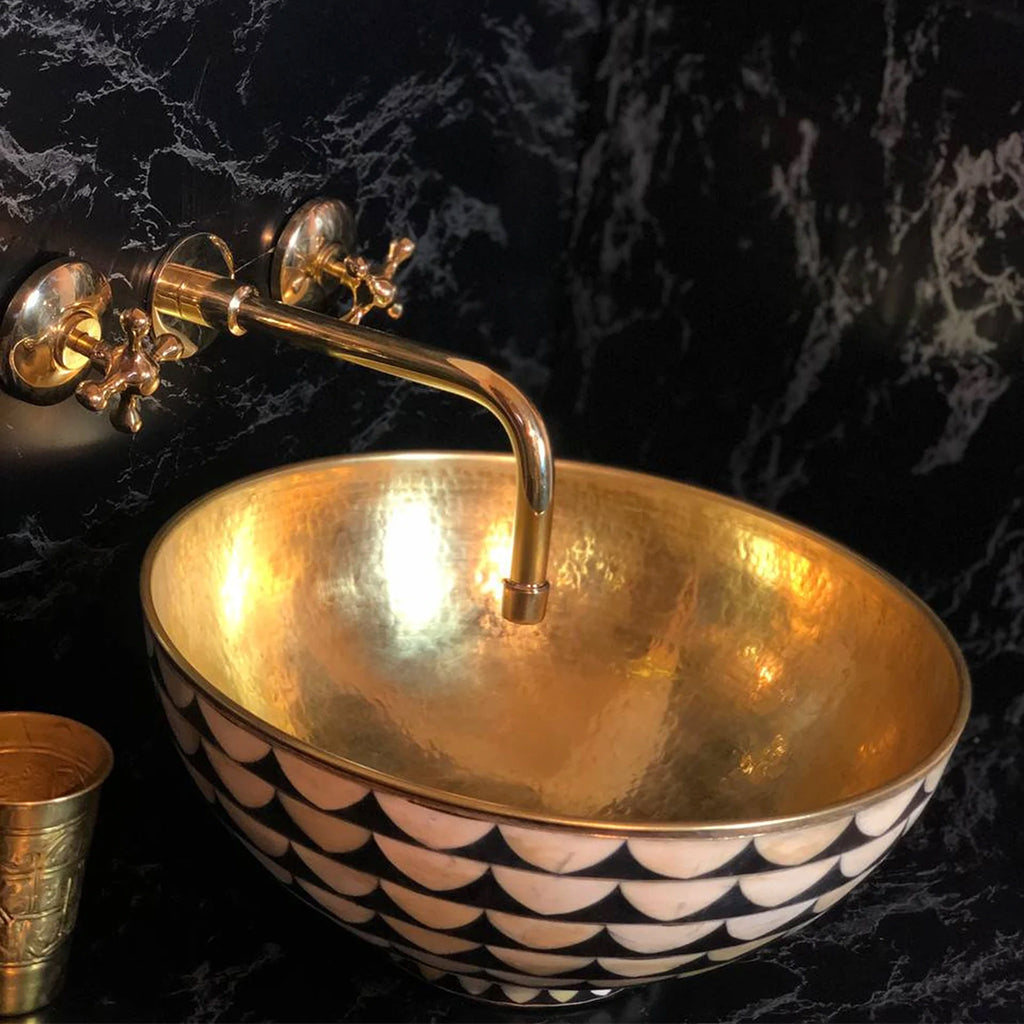 Moroccan Vessel Bathroom Brass Sink - Moroccan Interior