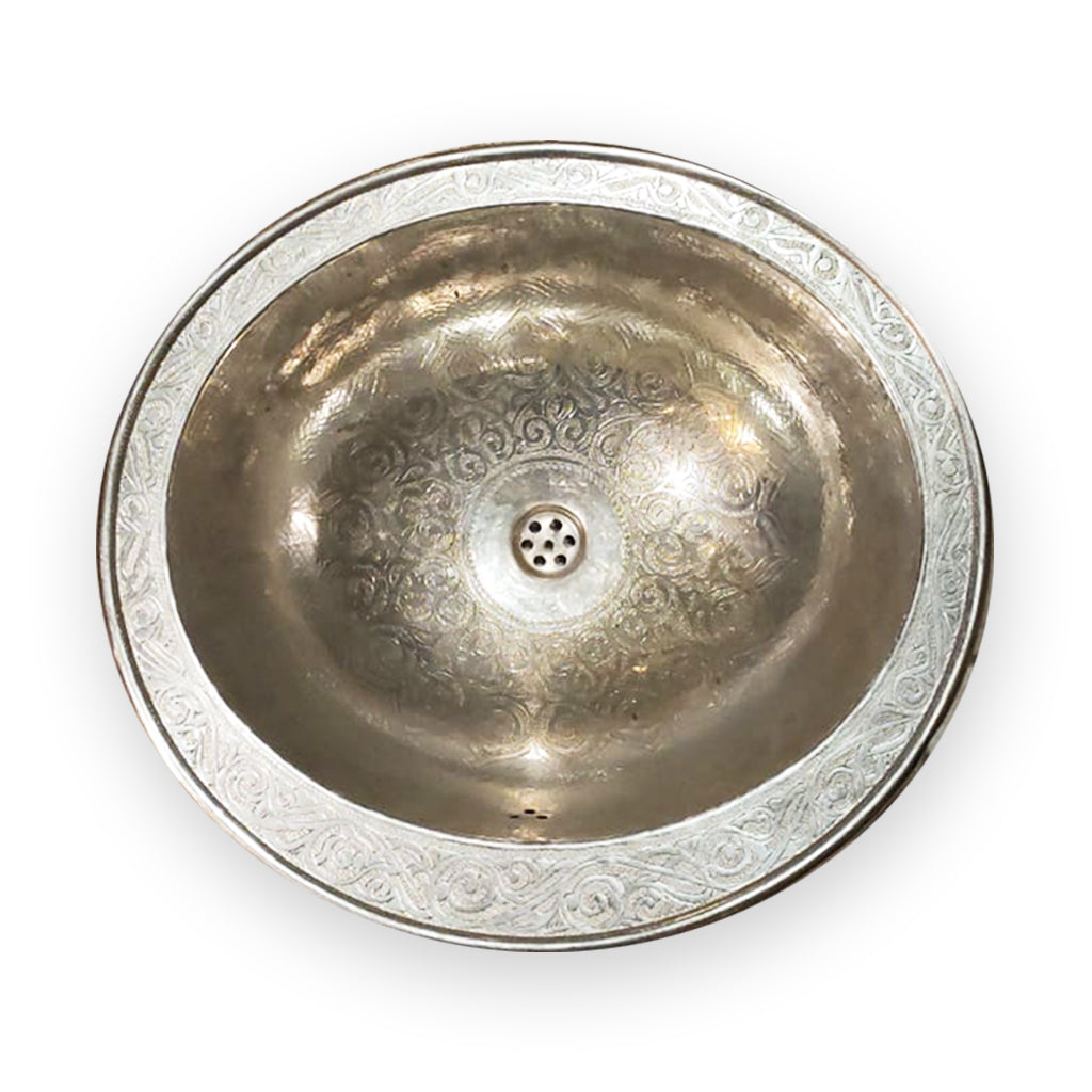 Moroccan Brass Drop-in Sink Hammered by Hand - Moroccan Interior