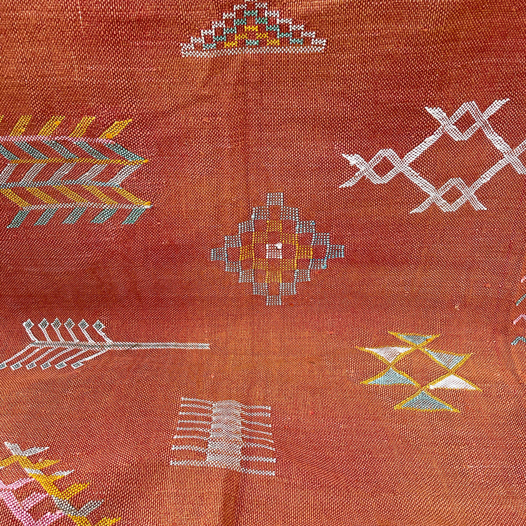 Moroccan Cactus Silk Sabra Area Rug Orange Washed 4.8x8.1ft - Moroccan Interior