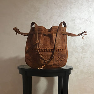 Moroccan Bohemian Leather Shoulder Bag Medium Tan - Moroccan Interior