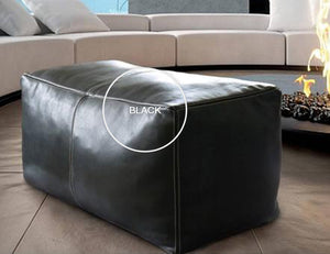 Moroccan Rectangular Leather Pouf in black leather color - Moroccan Interior