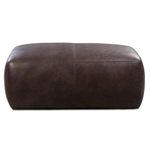 Rectangular leather pouf in dark brown on a white background - Moroccan Interior