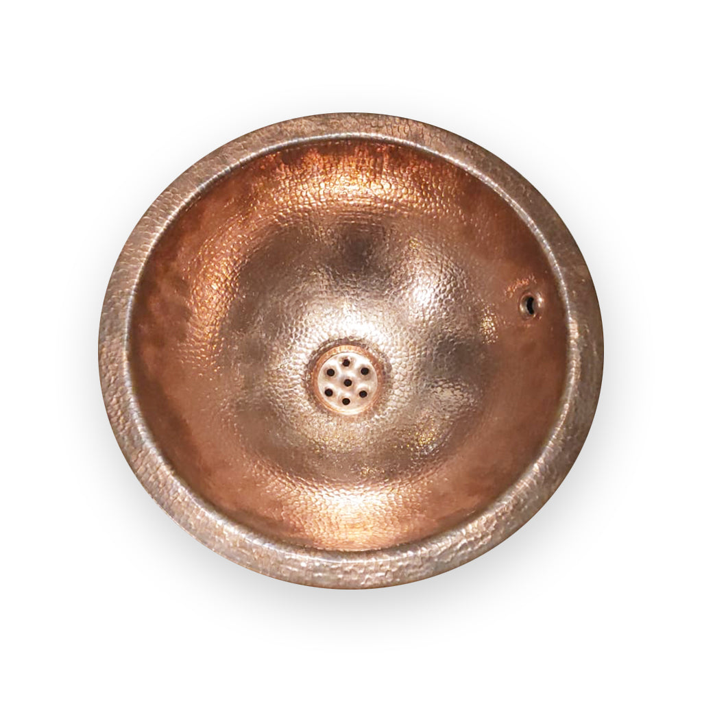 Moroccan Brass Drop-in Sink Hammered by Hand in a white background - Moroccan Interior