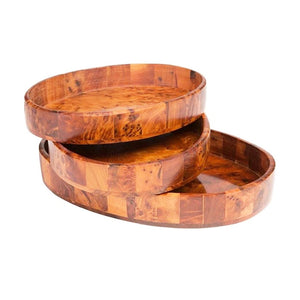 Oval Thuya Woode Serving Set - Set of 3 - Moroccan Interior