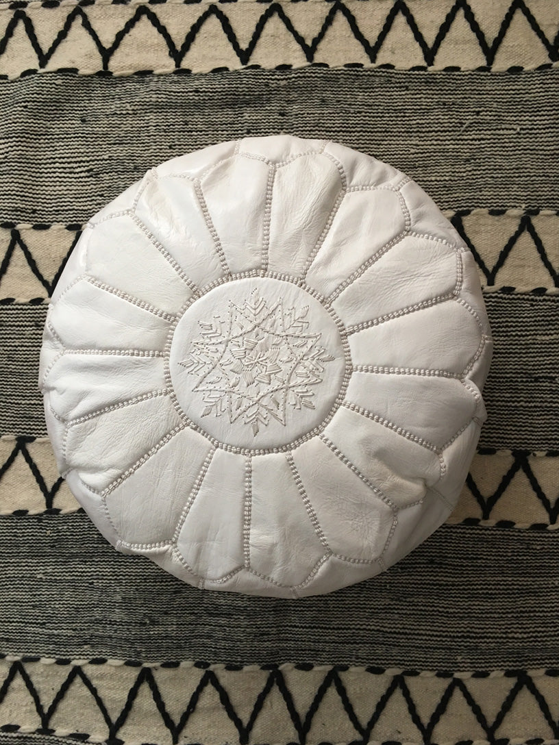 Moroccan Round Leather Pouf Set of Three - Moroccan Interior