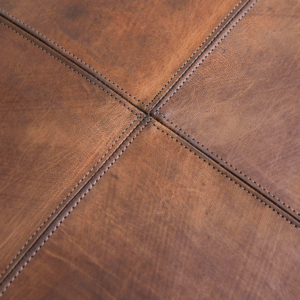 Round Leather Ottoman