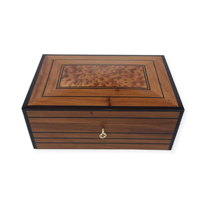Striped thuya wood jewelry Box Front View  - Moroccan Interior