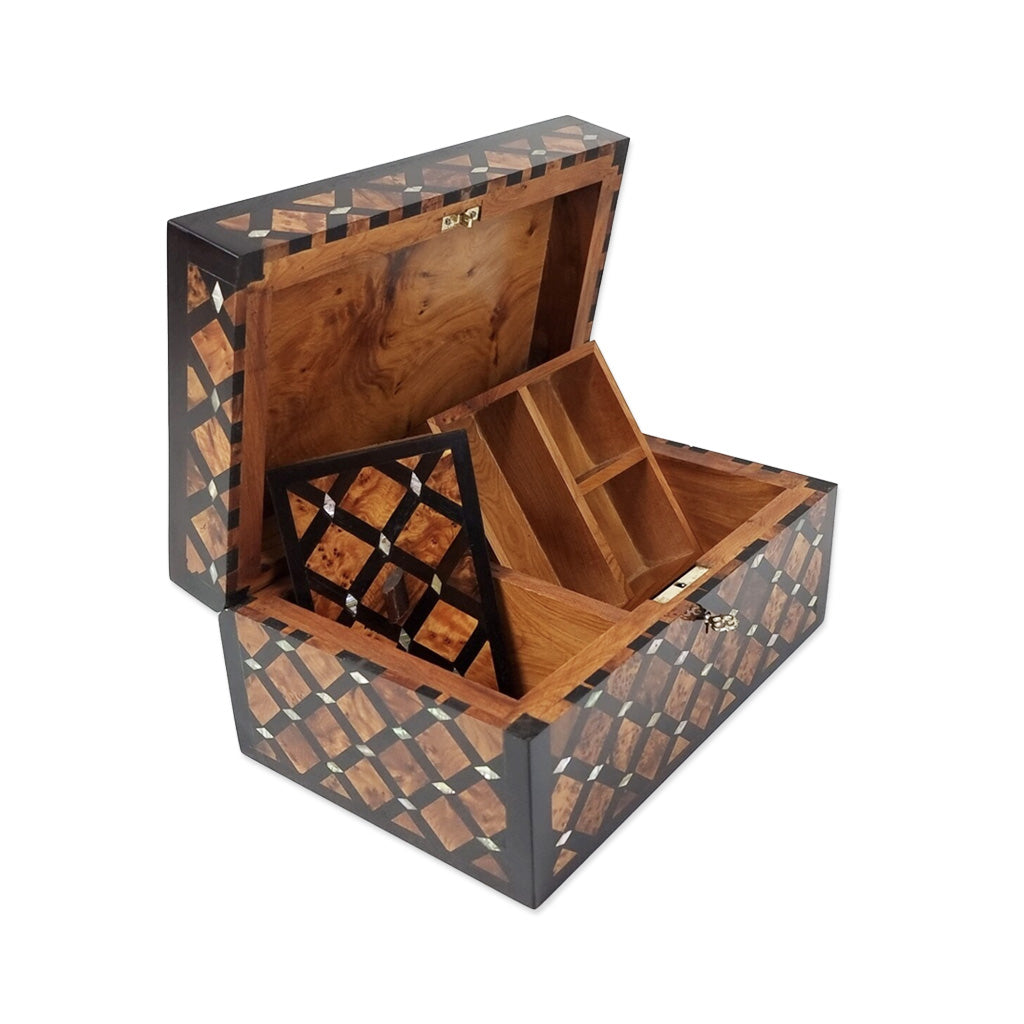 Stunning Thuya Wood Jewelry Box Storage View - Moroccan Interior