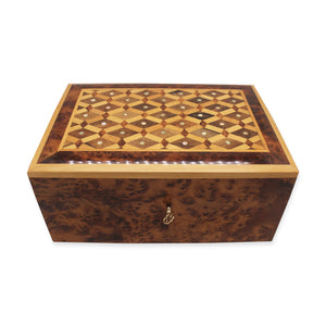 Thuya Wood Jewelry Box With Key - Moroccan Interior