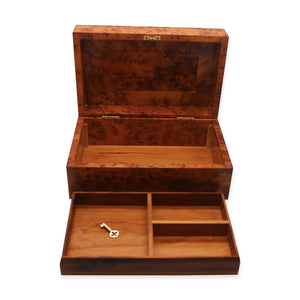 Thuya Wood Jewelry Box With Lock - Moroccan Interior