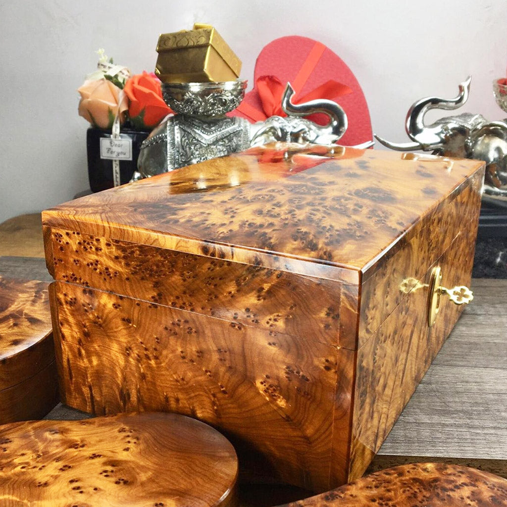 Thuya Wooden Jewelry Box With Velvet Lining - Moroccan Interior