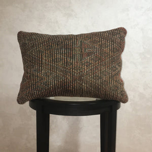 Vintage Moroccan Wool Pillow, Berber Wool Cushion Cover Dark Green 16"x23" - Moroccan Interior