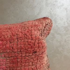 Vintage Moroccan Wool Pillow, Berber Wool Cushion Cover Pale Pink 11"x22" - Moroccan Interior