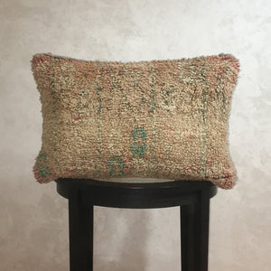 Vintage Moroccan Wool Pillow, Berber Cushion Cover Pastel 15"x23" - Moroccan Interior