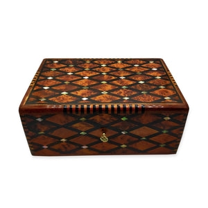 Vintage Thuya Wood Jewelry Box With Mother Of Pearl - Moroccan Interior